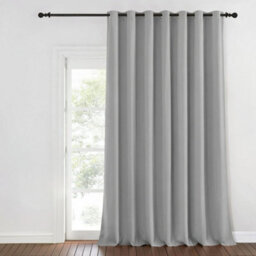 Aspire Homeware Plain Room Darkening Blackout Eyelet Door Curtain Single Panel Light Grey (W) 168Cm X (D)213Cm With Tie Back - thumbnail 1