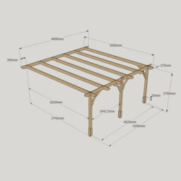 Rutland County Garden Furniture Wall Mounted Premium Pergola 3 Posts - Wood - L300 X W480 X H270 Cm - Rustic Brown - thumbnail 6