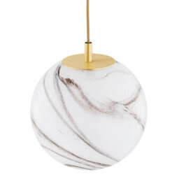 Luminosa Lighting Luminosa Almiros 25Cm Globe Pendant Ceiling Light White-Brown (Marble Colour), Brushed Brass, Gold Wire - thumbnail 3