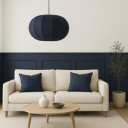 CGC Lighting Cgc Lila Navy Oval Ribbed Stretch Cotton Fabric Lampshade - thumbnail 3