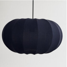 CGC Lighting Cgc Lila Navy Oval Ribbed Stretch Cotton Fabric Lampshade - thumbnail 5
