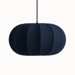 CGC Lighting Cgc Lila Navy Oval Ribbed Stretch Cotton Fabric Lampshade - thumbnail 1