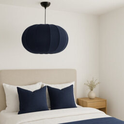 CGC Lighting Cgc Lila Navy Oval Ribbed Stretch Cotton Fabric Lampshade - thumbnail 8