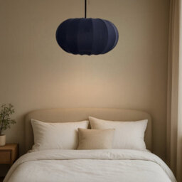 CGC Lighting Cgc Lila Navy Oval Ribbed Stretch Cotton Fabric Lampshade - thumbnail 9