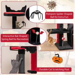 Costway Gothic Cat Tree 134Cm Tall Cat Tower W/ Cat Bed-Black - thumbnail 7