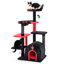 Costway Gothic Cat Tree 134Cm Tall Cat Tower W/ Cat Bed-Black - thumbnail 1