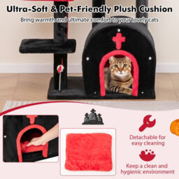 Costway Gothic Cat Tree 134Cm Tall Cat Tower W/ Cat Bed-Black - thumbnail 8