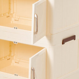 Darphe Cream Foldable 4 Tier Rolling Plastic Storage Cabinet With Magnetic Double Doors - thumbnail 7