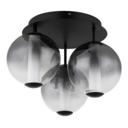 Luminosa Lighting Luminosa Lacy Globe Ceiling Light Matt Black, Smoke Glass Shades, 3X Led 3000K - thumbnail 3