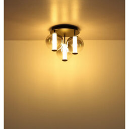 Luminosa Lighting Luminosa Lacy Globe Ceiling Light Matt Black, Smoke Glass Shades, 3X Led 3000K - thumbnail 5