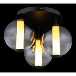 Luminosa Lighting Luminosa Lacy Globe Ceiling Light Matt Black, Smoke Glass Shades, 3X Led 3000K - thumbnail 4