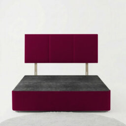 Adore Designs Alton Plush Velvet Divan Bed, Headboard - 5Ft Kingsize - Burgundy - 0 Drawers - thumbnail 3