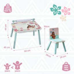 Disney Moana Kids Table And Chair Set - Activity Table For Toddlers With Lift-Up Tabletop, Chalkboard And Nylon Storage Space - thumbnail 3