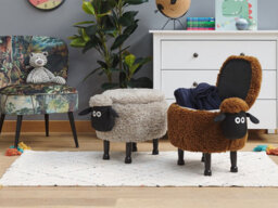 Beliani Storage Animal Stool Sheep Sheep Fabric Brown - thumbnail 2
