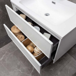 Plum&clay Jenner White Wall Hung Vanity Unit & Basin Set (W)500mm (H)500mm - thumbnail 3