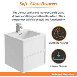 Plum&clay Jenner White Wall Hung Vanity Unit & Basin Set (W)500mm (H)500mm - thumbnail 4