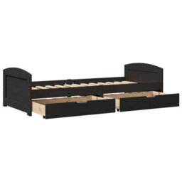 Berkfield Day Bed With 2 Drawers Without Mattress Irun Black 90X200 Cm - thumbnail 6