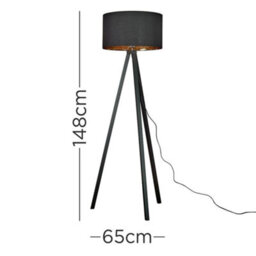 Valuelights Barbro Black Tripod Floor Lamp With Metallic Inner Shade - thumbnail 7