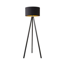 Valuelights Barbro Black Tripod Floor Lamp With Metallic Inner Shade - thumbnail 6