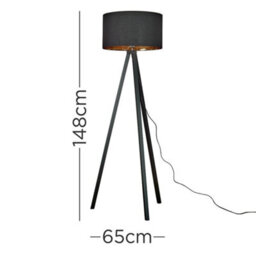 Valuelights Barbro Black Tripod Floor Lamp With Metallic Inner Shade - thumbnail 3