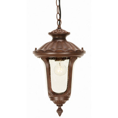 Luminosa Lighting Elstead Chicago 1 Light Small Outdoor Ceiling Chain Lantern Rusty Bronze Patina Ip44, E27