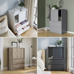 Urbn-Living Urbnliving 120Cm Height 2 Door 2 Drawer Side Cabinet Unit Cupboard Drawer Storage Home Office Furniture, Black - thumbnail 7