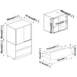 Urbn-Living Urbnliving 120Cm Height 2 Door 2 Drawer Side Cabinet Unit Cupboard Drawer Storage Home Office Furniture, Black - thumbnail 6