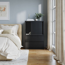 Urbn-Living Urbnliving 120Cm Height 2 Door 2 Drawer Side Cabinet Unit Cupboard Drawer Storage Home Office Furniture, Black - thumbnail 3