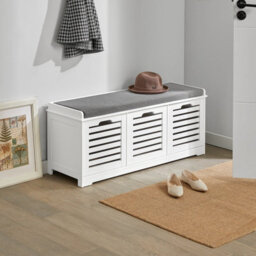 Sobuy Fsr23-W, Shoe Storage Bench Shoe Cabinet With Seat Cushion With 3 Drawers Hallway Shoe Organiser, White - thumbnail 8