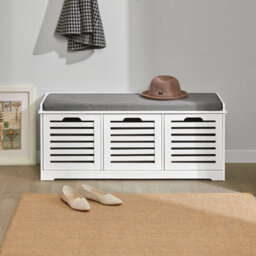 Sobuy Fsr23-W, Shoe Storage Bench Shoe Cabinet With Seat Cushion With 3 Drawers Hallway Shoe Organiser, White - thumbnail 7