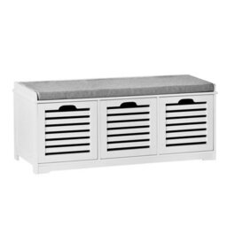 Shoe Storage Bench Shoe Cabinet With Seat Cushion With 3 Drawers Hallway Shoe Organiser,sobuy Fsr23-W,white