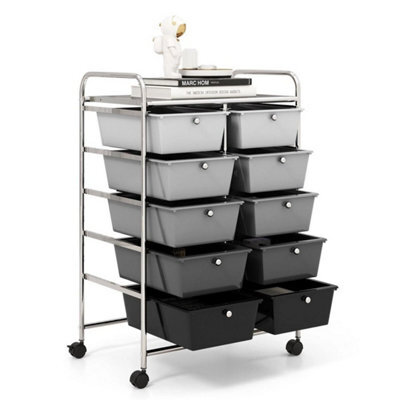 10 Drawers Storage Trolley Mobile Wheeled Utility Cart Home Office Organizer - image 1
