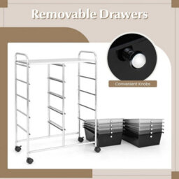 10 Drawers Storage Trolley Mobile Wheeled Utility Cart Home Office Organizer - thumbnail 5