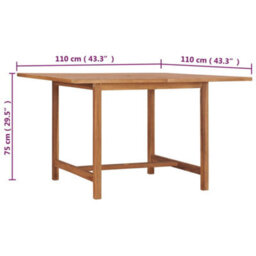 Berkfield Garden Dining Table 110X110X75 Cm Solid Wood Teak - thumbnail 7