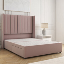 Bsspoke Hannah Divan Bed Set Pink Plush Velvet With 54Inch Headboard & No Drawers No Mattress In Single Double King 4Ft 6Ft - thumbnail 1