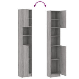 Berkfield Bathroom Cabinet Grey Sonoma 32X25.5X190 Cm Engineered Wood - thumbnail 9