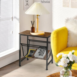 Costway Industrial Sofa Side Table W/ Magazine Holder Coffee Snack Table Laptop Desk - thumbnail 9