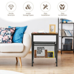 Costway Industrial Sofa Side Table W/ Magazine Holder Coffee Snack Table Laptop Desk - thumbnail 6