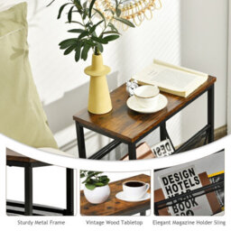 Costway Industrial Sofa Side Table W/ Magazine Holder Coffee Snack Table Laptop Desk - thumbnail 5