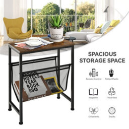 Costway Industrial Sofa Side Table W/ Magazine Holder Coffee Snack Table Laptop Desk - thumbnail 4