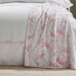 Catherine Lansfield Bow Cosy Fleece 200X240Cm Oversized Blanket Throw Pink - thumbnail 2