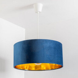 CGC Lighting Cgc Milano Navy Blue & Gold Large Velvet Fabric Pendant Shade - thumbnail 6