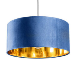 CGC Lighting Cgc Milano Navy Blue & Gold Large Velvet Fabric Pendant Shade - thumbnail 7