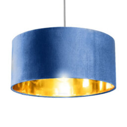 CGC Lighting Cgc Milano Navy Blue & Gold Large Velvet Fabric Pendant Shade