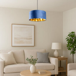 CGC Lighting Cgc Milano Navy Blue & Gold Large Velvet Fabric Pendant Shade - thumbnail 2