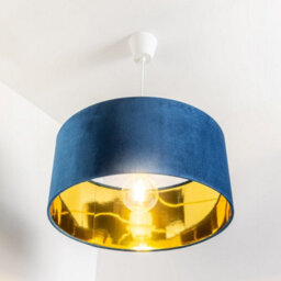 CGC Lighting Cgc Milano Navy Blue & Gold Large Velvet Fabric Pendant Shade - thumbnail 3