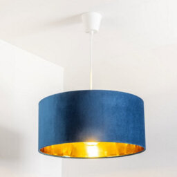 CGC Lighting Cgc Milano Navy Blue & Gold Large Velvet Fabric Pendant Shade - thumbnail 8