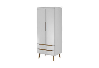 Arte Elegant Nordi Hinged Wardrobe H1970mm W800mm D560mm In White Gloss And Oak Riviera - Stylish Storage Solution - image 1