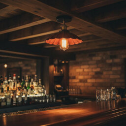 Industrial Semi Flush Light Fitting Metal 22Cm Lampshade Rustic Red E27 Ceiling Lighting Fixture For Indoor Kitchen Dining Room - thumbnail 6