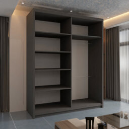 Sliding Wardrobes 4 u LTD Modern Wardrobe With Led Light Double Sliding Door Stylish Mirrored Wardrobe - Grey 150Cm - thumbnail 3